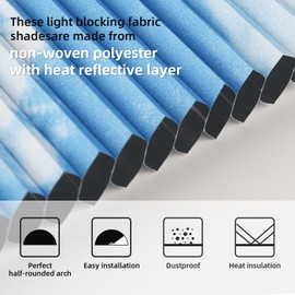 CHOOSEU Arch Window Shade Blackout for Half Moon Window,Honeycomb Blind for Half Circle Arched Window Coverings,Easy to Cut and Install(24" Radius, Blue Sky)