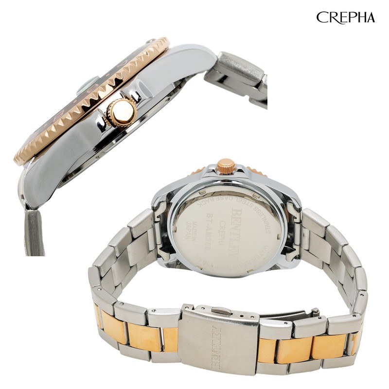 Clefer BT-AM388-RDT Analog Men's Solar Waterproof Metal Band, Bentley, Rose