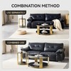 Glass Round End Table with 2-Tier Storage, Black Tempered Glass