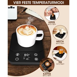 MYMULIKE Electric Coffee Warmer, Upgraded Cup Warmer, 9 Temperature Settings, Cup Warmer, Adjust the Temperature and Make Appointments, Cup Warmer, Black