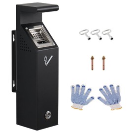 GILDRON Wall Mounted Trash Receptacle w/Removable Bucket, Metal Trash Container, Outdoor Trash Cans for Home, Office, School