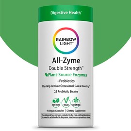Rainbow Light Digestive Enzymes Probiotic – All-Zyme Double Strength, 90 Vegan Capsules | Supports Digestion, Gut Health & Nutrient Absorption