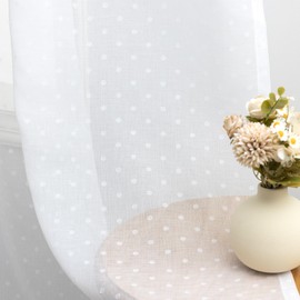 Pitalk Pattern Sheer White Curtains 108 Inches Long Polka Dots Voile Curtain Extra Long 2 Panels Set Grommet Boho Elegant Privacy Sheer Vintage Drapes for French Door Living Room W52 x L108