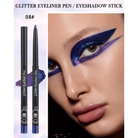 Glitter Colored Eyeliner Gel Pencil,Chameleon Metallic Shimmer Purple Blue Gel Eyeliner Pen,Longlasting Waterproof High Pigmented Eye Liner Eyeshadow Cream Stick, delineador de ojos contra el agua-08#