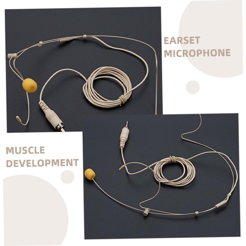 FUNOMOCYA Beige Headset Microphone with Earhook Wired Earbud with Mic
