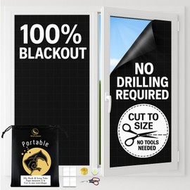 Mishukaze Blackout Roller Blind, No Drilling Required, 300 x 145 cm, with 1 x Tape Measure, 1 x Scissors and 30 Velcro Strips, for Sun Protection, No Drilling Required, for Rooms, Lofts, Offices, Cars