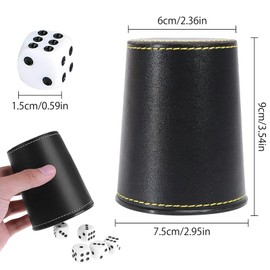 5 Pack Leather Dice Cup Set with 25 Dices,Deluxe Leather Dice Shaker for Yahtzee Poker Dice, Perudo Playing Games-Premium Game Set for Family Fun, Parties & Game Nights