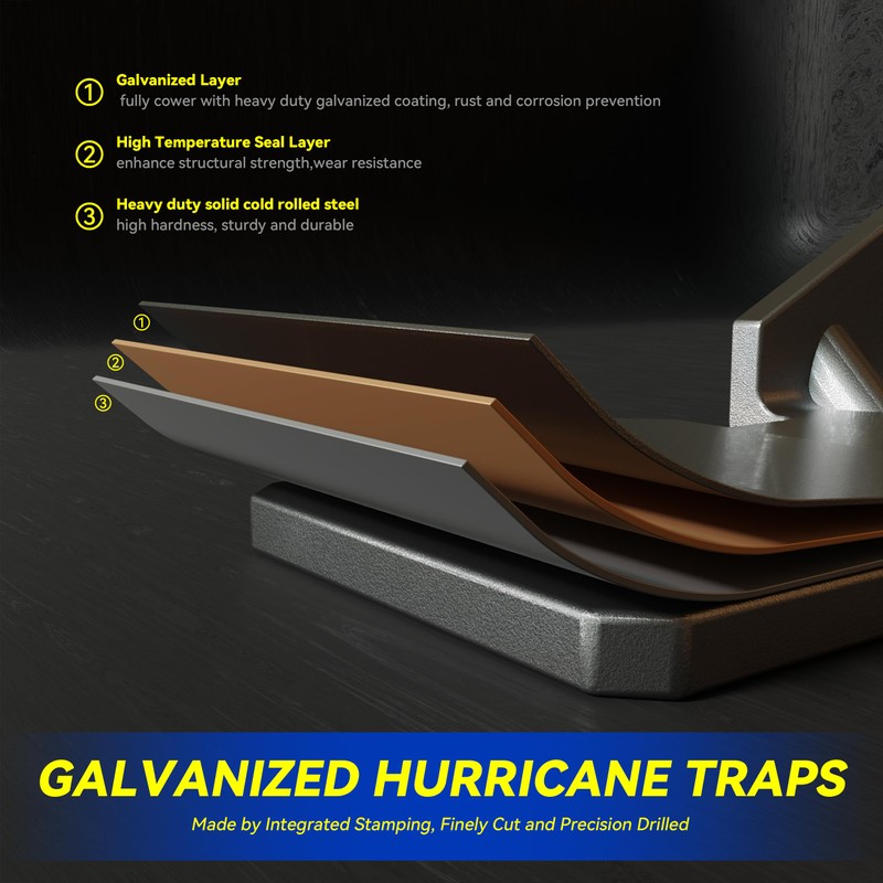 YOUYIKOO 50 Pack Hurricane Ties for Rafters,Hurricane Straps Brackets with