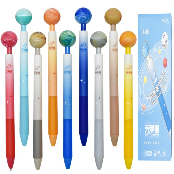 Maydahui 9 PCS Rotating Planet Rollerball Gel Pens Novelty Retractable