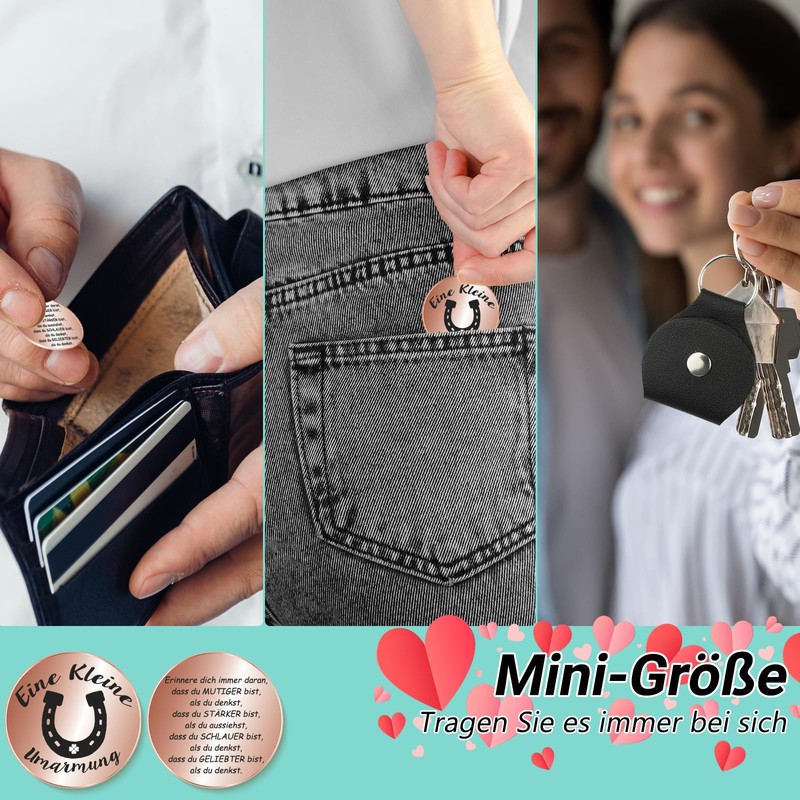 Tixlux Small Hug Lucky Charm, Lucky Charm with Bag, Pocket