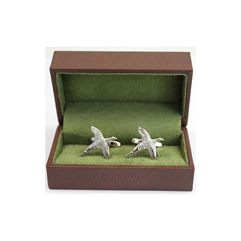 Soprano Silver Flying Pheasant Solid Country Cufflinks