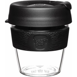 KeepCup Original, Lightweight and Clear Plastic Reusable Coffee Cup with Splashproof Sipper Lid - 8oz/227ml - Black