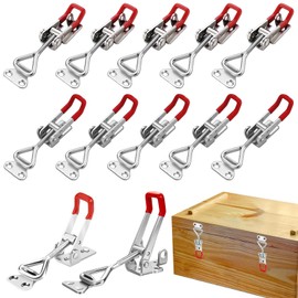 YOUNGSAY Pack of 12 Tension Latches, High Performance Locking Lever, Adjustable Clamping Clasp, Made of Galvanised Iron, 100 kg Load Capacity, for Cabinet Doors and Tool Boxes (2 Styles)