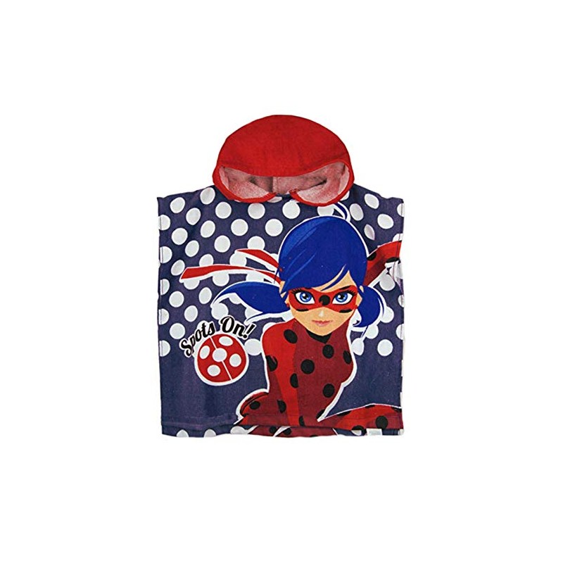 Miraculous Girls Ladybug Cotton Poncho Blue