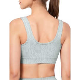 Yvette Sports Bra Strong Hold Geometric Jacquard with Front Closure Large Sizes Fitness Running Bra, gray, M size, sizes