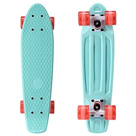 Mini Cruiser Skateboard for Kids, Beginners, and Adults - Lightweight and Portable 22 Inch Skateoard for Easy Riding - Supports Up to 300 lbs (Green)