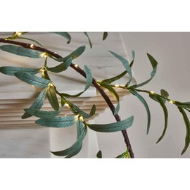 LITBLOOM Lighted Olive Garland Battery Operated with Timer 96 Fairy Lights 6FT, Artificial Greenery Twig Vine Lights for Christmas Spring Fireplace Mantle Decoration Indoor Outdoor | LITBLOOM