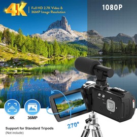 Rawiemy Video Camera Camcorder 4K 48MP Video Recorder Camera Vlogging Camera 32G