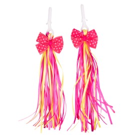 Ride Along Dolly Bike Handlebar Streamers (2 pk) - Kid'sGirls Bicycle Scooter Bow Design Streamers - Easy Attachment to Cycle's Handlebars - Cute Pink and Yellow