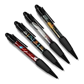 DV DESIGN Set of 4 Electric Guitar Black Ballpoint Pens - Music Rock Pattern Musician Theme Gift