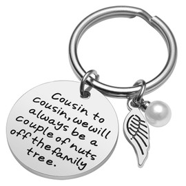 Cousin Gifts Keychain - Cousin to Cousin We Will Always Be a Couple of Nuts off the Tree Cousin Jewelry Gift for Women Girl Funny, Christmas Gifts Birthday Gifts for Cousin, Stainless Steel