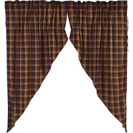 VHC Brands Primitive Window Heritage Farms Prairie Curtain Pair, Deep Burgundy Red