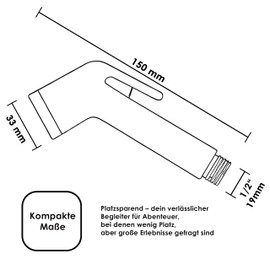 NatureSculpt Mobile Shower Head for Camping with 1.2 m Hose, Adjustable Water Supply, for Motorhome, Vanlife & Outdoor Sinks, Compact, Portable, Robust ABS (Gold)