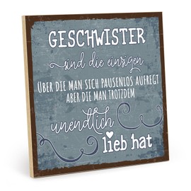 TypeStoff Wooden Sign with Saying - Siblings - Vintage Look with Quote as Gift and Decoration on the Theme of Brother, Sister and Family - HS-01237 19.5 x 19.5 x 1 cm