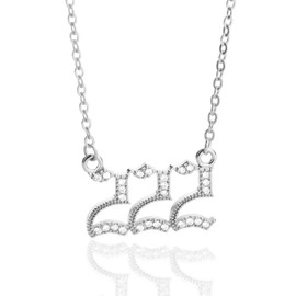 Nayaboo - Collar con números de ángel de oro de 14 quilates, delicado collar con colgante para mujer, 111 222 333 444 555 666 777 888 999 cadena de números personalizada, Chapado en oro, Circonia cúbica