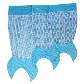 Snuggle Stuffs Girls Scales Minky Dot Velboa Mermaid Tail Blanket (X-Small - 24", Blue)