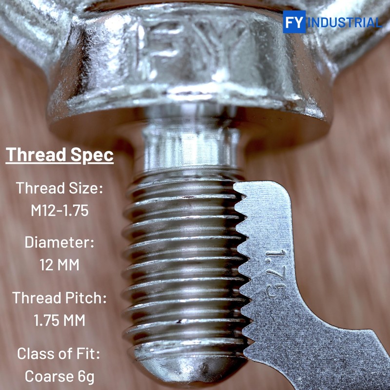 Stainless Steel Machinery Shoulder Lifting Eye Bolt (M12, 5 Items)