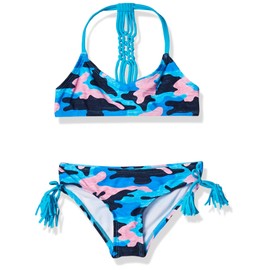Kanu Surf Traje de baño Deportivo de 2 Piezas con Cuello en V para niña, Erin Camuflaje Azul Marino, 4