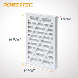 POWERTEC 5 Micron Outer Air Filter for WEN 3410, POWERTEC AF4000/AF4001, Shop Fox W1830 Air Filtration System, Replacement for WEN 90243-027-2 Woodworking Air Filters for Workshop & Garage, 2PK
