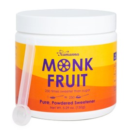 NAMANNA Pure Monk Fruit Sweetener- Zero Calorie, Zero Carb, Paleo Safe (50% Mogroside V, 150g, 3,000 Servings)