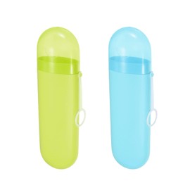 YKuzLx 2 Packs Toothbrush Travel Case, Portable Toothbrush Case with Ventilation Hole for Travel, Business Trip, School, Camping, Home - Green+Blue