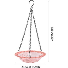 Flower Shaped Hanging Bird Bath Bowl with Metal Chain, Hanging Bird Feeder and Birdbath,Round Bird Flower Shaped Bird Feeder and Bath Bowl with Chain