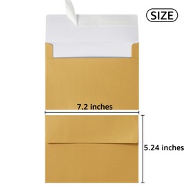 50 Pieces Metallic Color Self Seal Envelopes for Greeting Cards, Invitations, Postcards (Gold, 5x7)