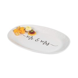 Fun Express Mr & Mrs Ceramic Serving Platter – Elegant Wedding & Home Décor – Stylish Durable Design for Serving & Display – Perfect for Newlyweds Anniversaries & Special Occasions – White 1 Piece