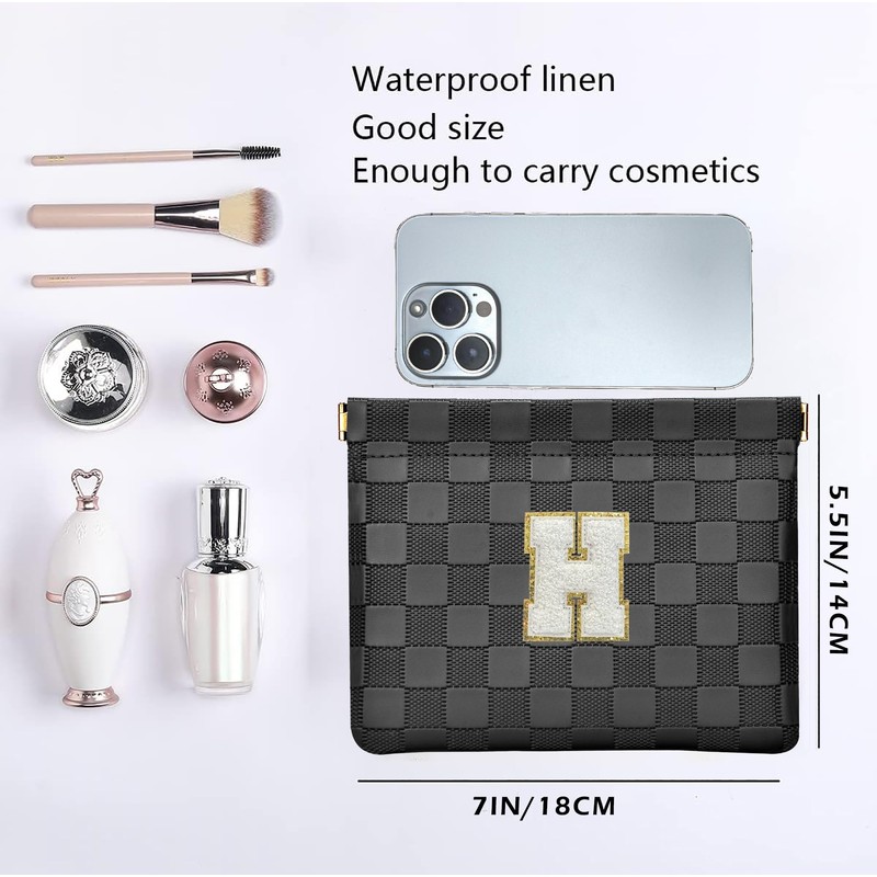 HIGH FIT Leather Pocket Cosmetic Bag for Purse,Initial Makeup Bag