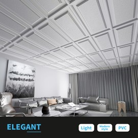 Art3d Drop Ceiling Tiles 24x48 inch White (12-Pack, 96 Sq.ft), 3D Wainscoting Panels Glue Up 2x4 FT