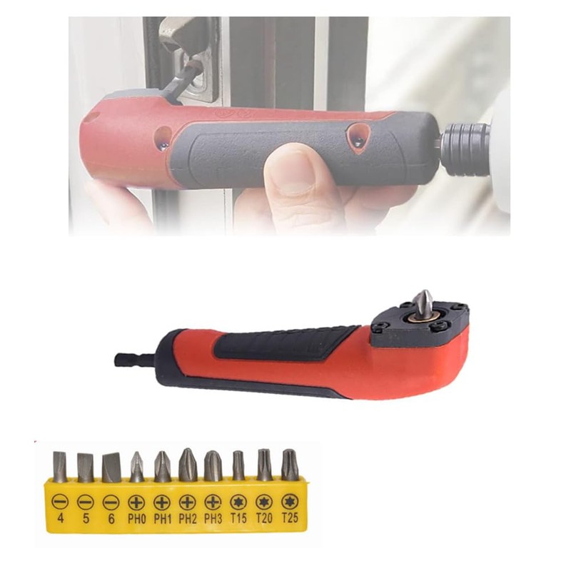 Orange, Right Angle Attachment Electric Screwdriver Repair Tool, 90 Degree