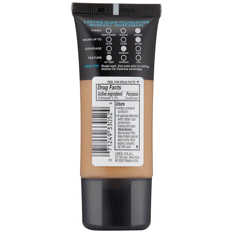 L'Oreal Paris Makeup Infallible Up to 24HR Pro-Glow Foundation, Caramel