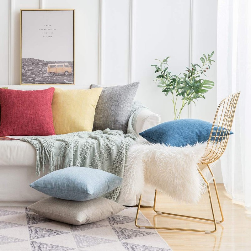 MIULEE Pack of 2 Decorative Throw Pillow Covers Farmhouse Linen