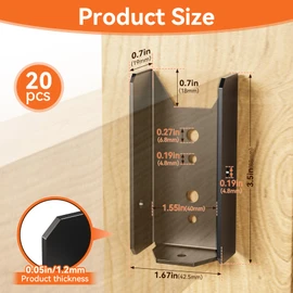20 Pcs 2x4 Fence Brackets for Wood Black - 18 Gauge Deck Railing Brackets for 2X4, Fb26 Fence Brackets, Deck Railing Connectors 2x4