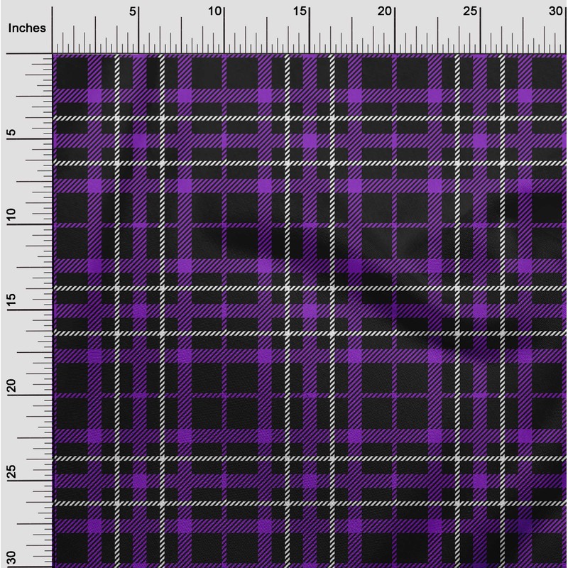 oneOone Polyester Spandex Purple Fabric Tartan Dress Material Fabric Print