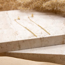 CARISSIMA Women's 9ct Yellow Gold 2mm Rope and Trace Chain Drop Earrings