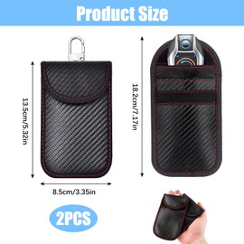 Faraday Pouch for Car Keys (2-Pack),Premium Carbon Fiber Keyless Car Key Signal Blocker Pouch, internal RFID shielding fabric,Waterproof and Anti-Theft Faraday Bag,Blocks WiFi, NFC, GSM Signals
