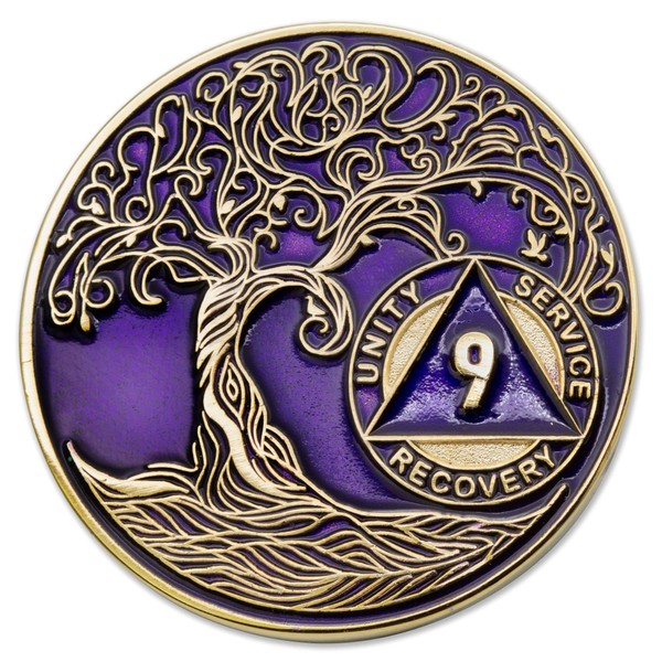 Sobriety Mint 9 Year AA Medallion - Twisted Tree of