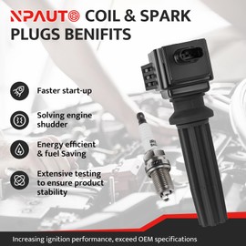 Ignition Coil Pack and Spark Plugs Kit fit for Turbo 2.0T 2.3T Ford Edge Escape Explorer Focus Mustang Fusion Taurus, Lincoln MKZ MKC MKT 2.0 2.3, 2012 2013 2014 2015 2016 2017 2018 2019 2020, UF670