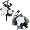 MAFELOE Corsage Boutonniere Set of 2 Pieces, White+Black (Y3-GH)